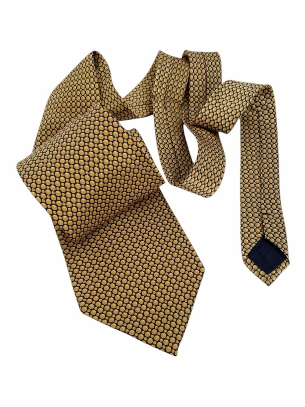 Vintage 1990s Giovanni Valentino 100% Silk Geometric Tie Yellow Black Made Italy